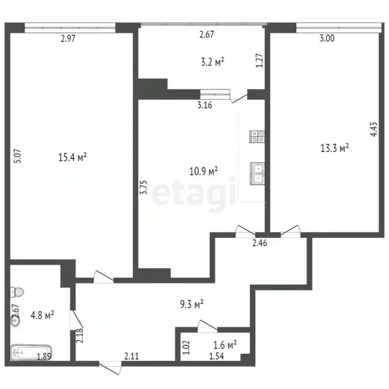 2-к кв. Ростовская область, Ростов-на-Дону Левобережная ул., 6/1с1 ... - Фото 1