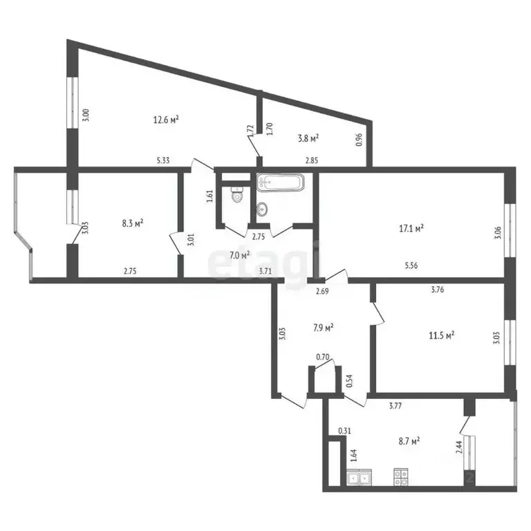 4-к кв. Костромская область, Кострома Давыдовский-2 мкр, 33 (81.0 м) - Фото 1