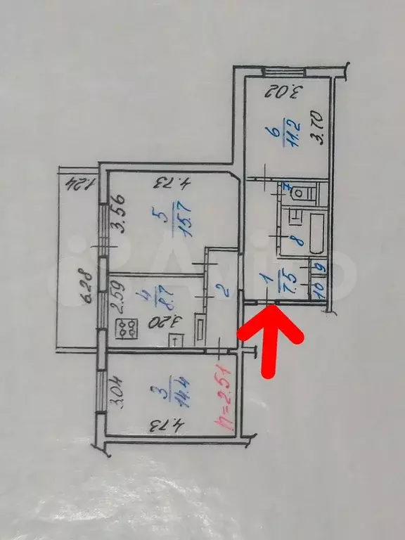 3-к. квартира, 65,5 м, 3/5 эт. - Фото 0