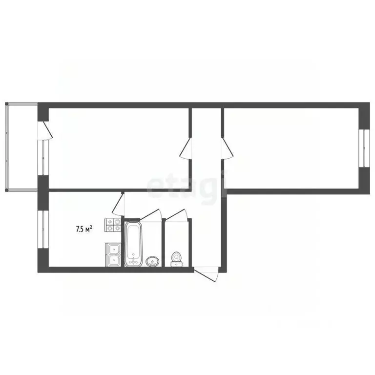 2-к кв. Московская область, Коломна ул. Дзержинского, 96 (48.8 м) - Фото 2