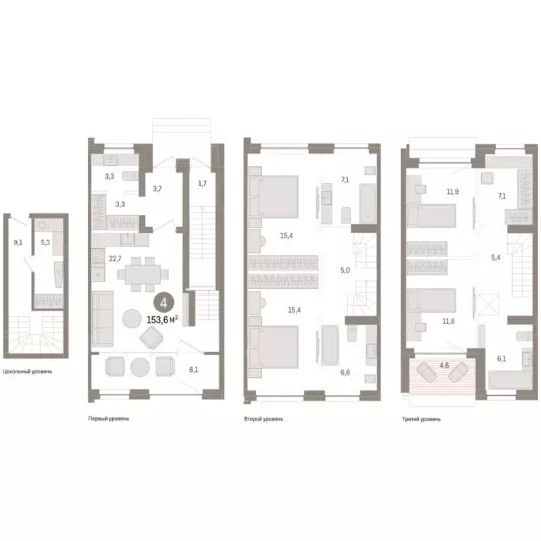 4-комнатная квартира: Тюмень, улица Муравленко, 9к1 (153.57 м) - Фото 2