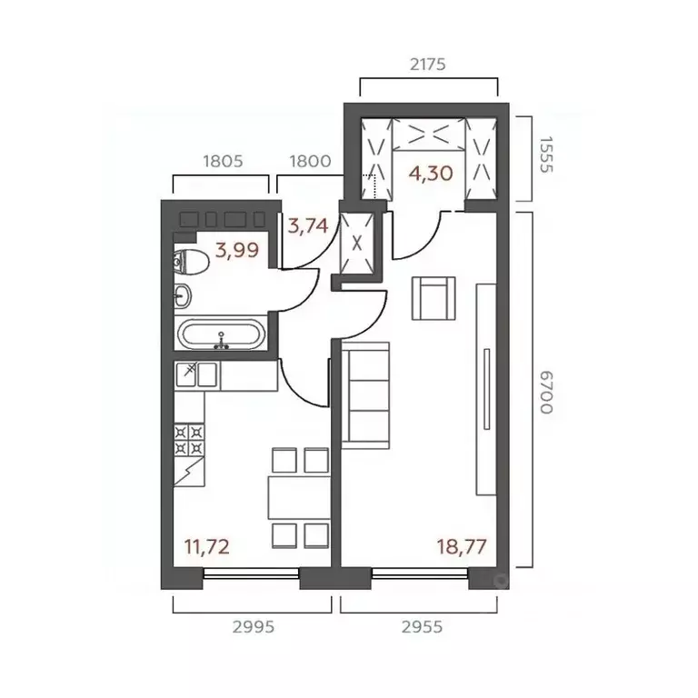 1-к кв. Иркутская область, Иркутск ул. 6-я Советская, 2 (42.52 м) - Фото 0
