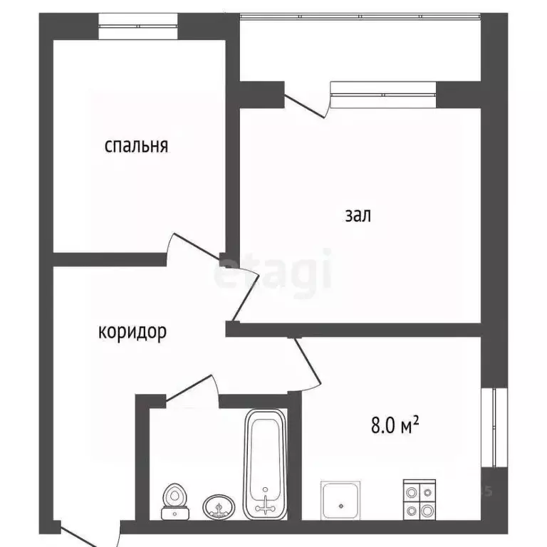 2-к кв. Кемеровская область, Юрга Волгоградская ул., 26 (41.8 м) - Фото 1