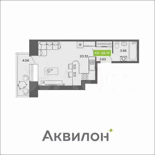 Квартира-студия, 24,6 м, 2/11 эт. - Фото 1