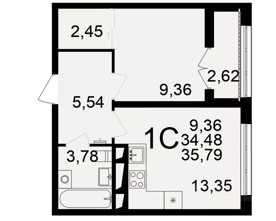 1-к кв. Тульская область, Тула пос. Горелки, Время жилой комплекс ... - Фото 1
