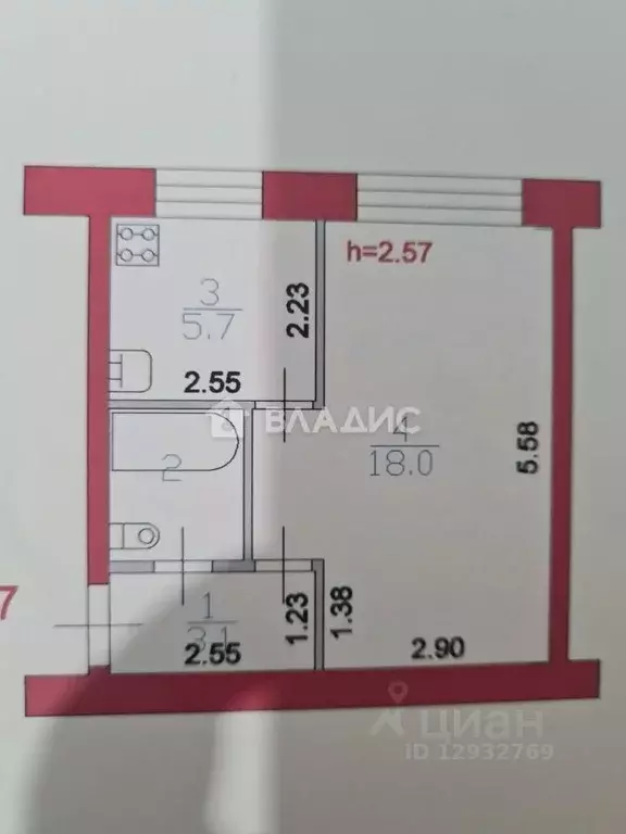 1-к кв. Пензенская область, Кузнецк ул. Победы, 54 (30.2 м) - Фото 2