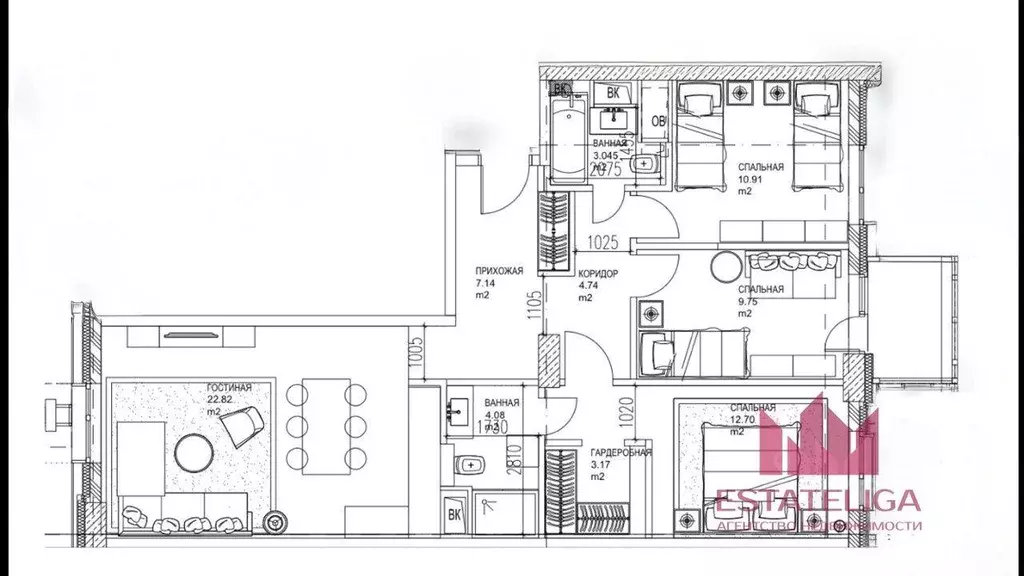 Квартира, 4 комнаты, 86 м - Фото 1