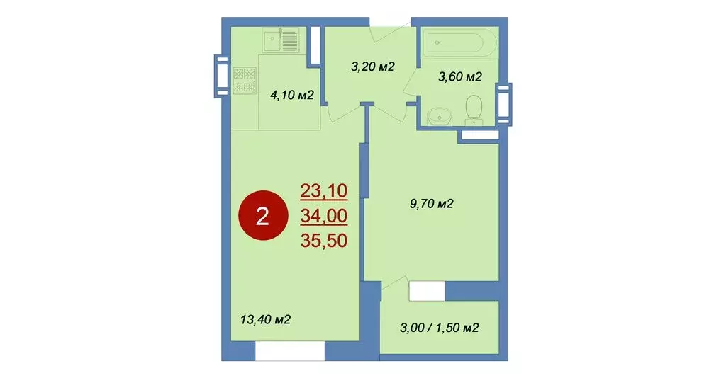 2-комнатная квартира: деревня Островцы, микрорайон Новые Островцы, ... - Фото 1