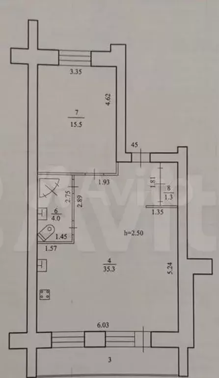 2-к. квартира, 59,5 м, 5/5 эт. - Фото 0