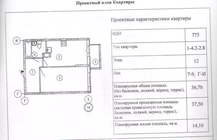 1-к кв. Санкт-Петербург просп. Маршала Блюхера, 7к2 (36.8 м) - Фото 2