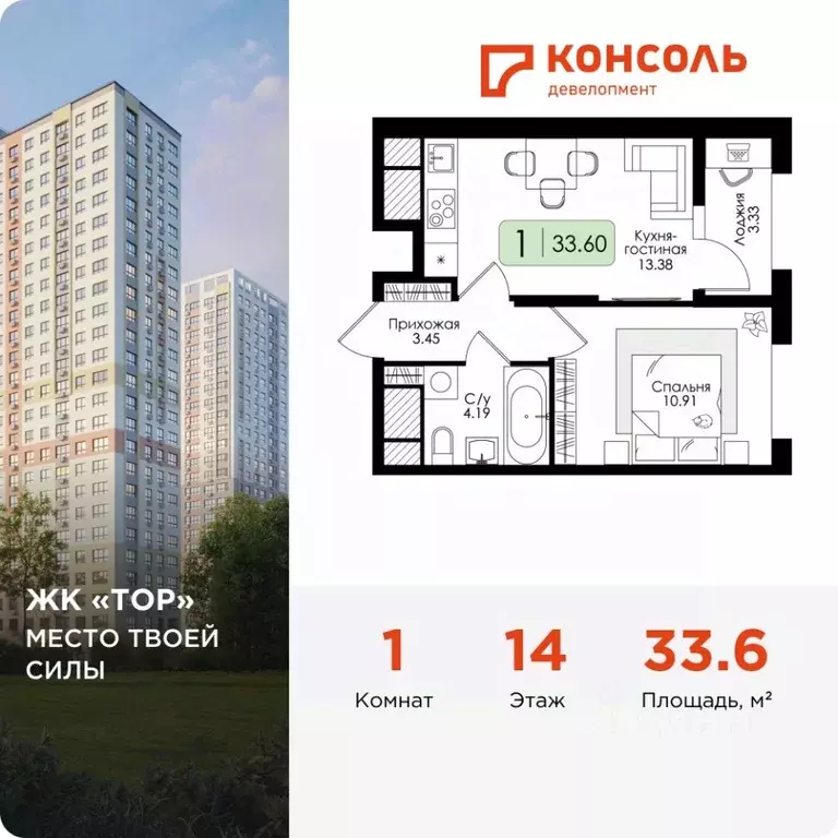 1-к кв. Тульская область, Тула Торховский проезд, 4 (33.6 м) - Фото 0