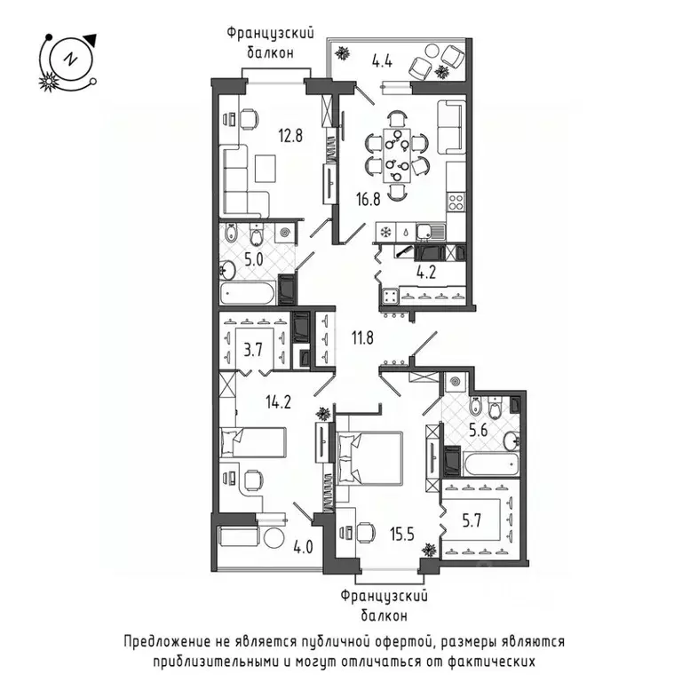 3-к кв. Санкт-Петербург Черниговская ул., 17 (100.6 м) - Фото 0