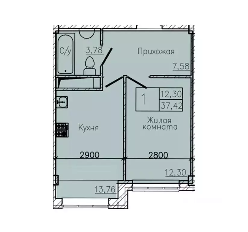 1-к кв. Ставропольский край, Пятигорск  (37.42 м) - Фото 1