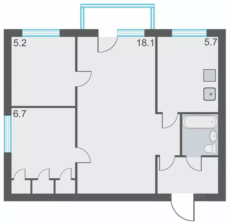 2-к кв. Свердловская область, Екатеринбург ул. Гурзуфская, 15 (42.0 м) - Фото 1
