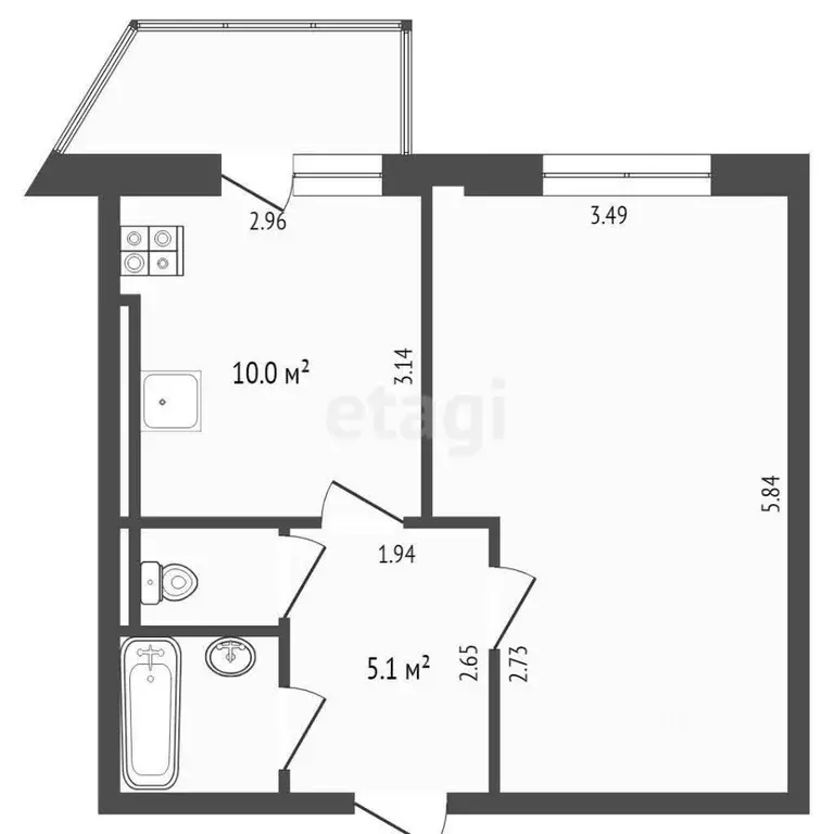 1-к кв. Тюменская область, Тюмень ул. Обдорская, 5 (35.4 м) - Фото 0