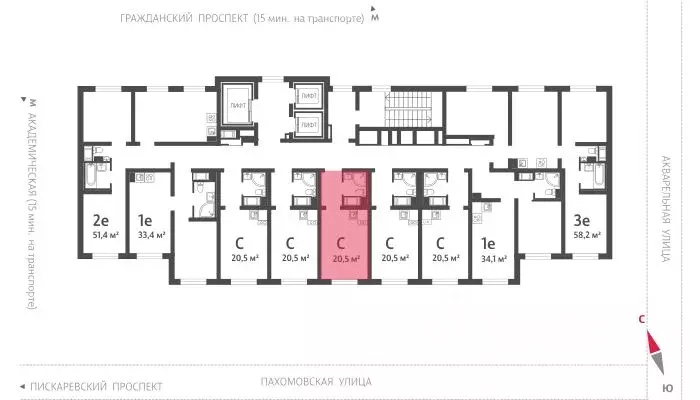 Студия Санкт-Петербург Ручьи жилой комплекс (20.4 м) - Фото 1