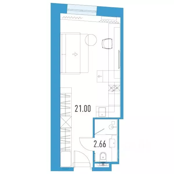 Студия Санкт-Петербург пл. Конституции, 3 (23.66 м) - Фото 0