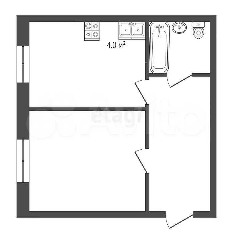 1-к. квартира, 30,6 м, 2/2 эт. - Фото 0