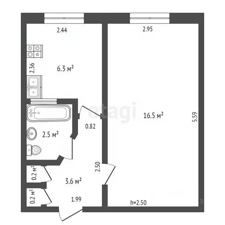 1-к кв. Крым, Евпатория ул. Советская, 10 (29.3 м) - Фото 2