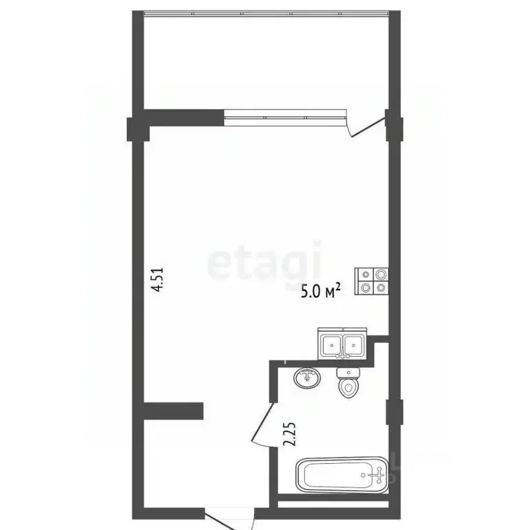 Студия Севастополь ул. Летчиков, 10к4 (35.0 м) - Фото 1