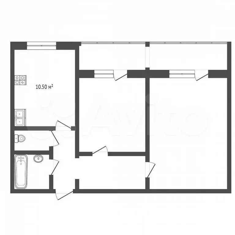 2-к. квартира, 52,3 м, 7/9 эт. - Фото 0