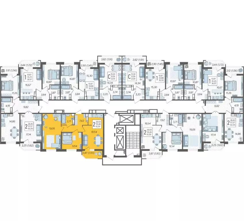 2-комнатная квартира: Краснодар, Уральская улица, 87/7 (61.39 м) - Фото 2