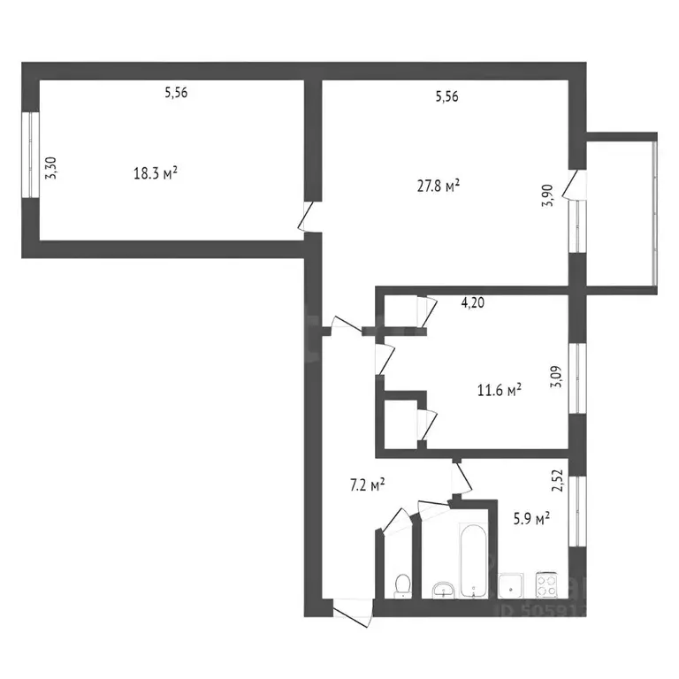 3-к кв. Татарстан, Альметьевск ул. Тельмана, 58А (72.0 м) - Фото 1