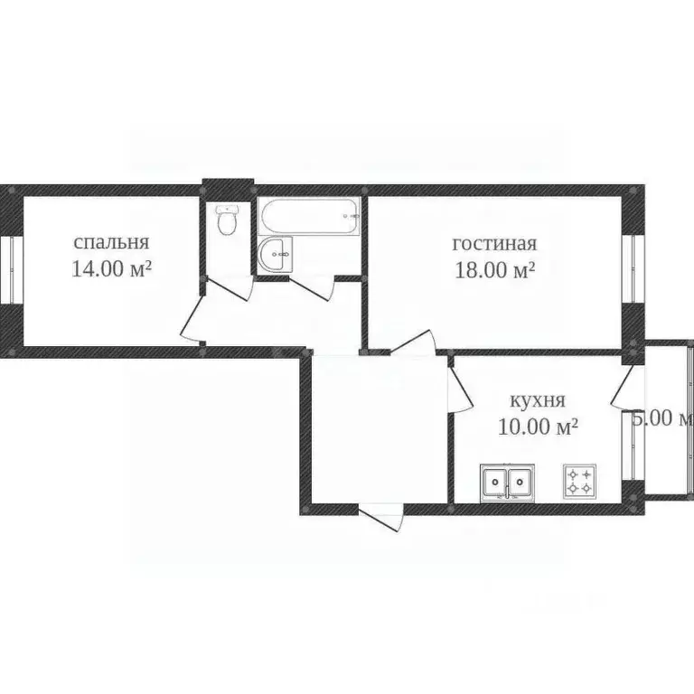 2-к кв. Костромская область, Красное-на-Волге пгт, Восточный мкр 5 ... - Фото 2