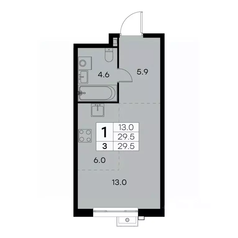 1-к кв. Москва Куркинское ш., 15С3 (29.5 м) - Фото 0