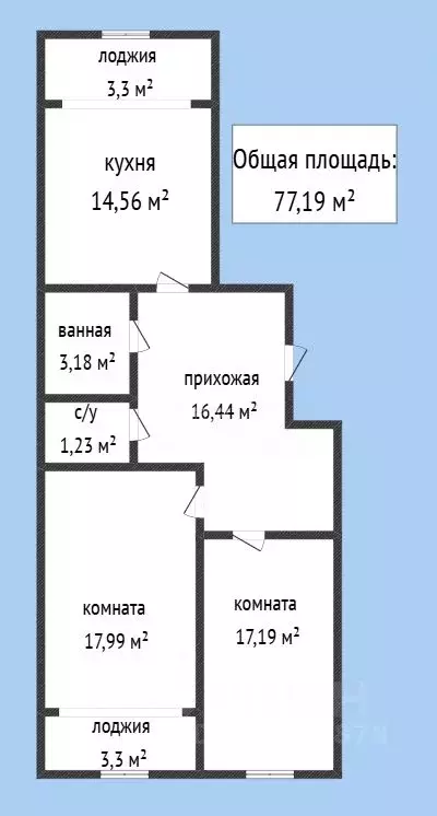2-к кв. Дагестан, Каспийск просп. Акулиничева, 33А (77.19 м) - Фото 2