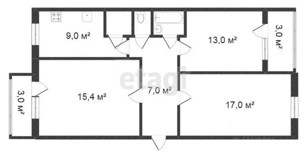3-к кв. Вологодская область, Вологда Воркутинская ул., 16Г (66.4 м) - Фото 2