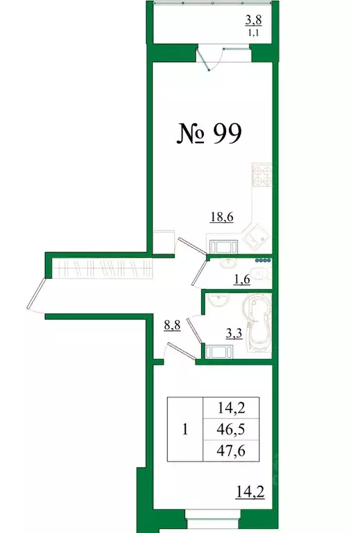 1-к кв. Ленинградская область, Гатчина Красносельское ш., 4Ак1 (47.6 ... - Фото 1