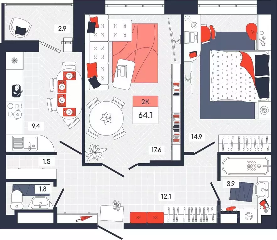 2-к кв. Тульская область, Тула ул. Академика Насоновой, 9 (64.1 м) - Фото 1