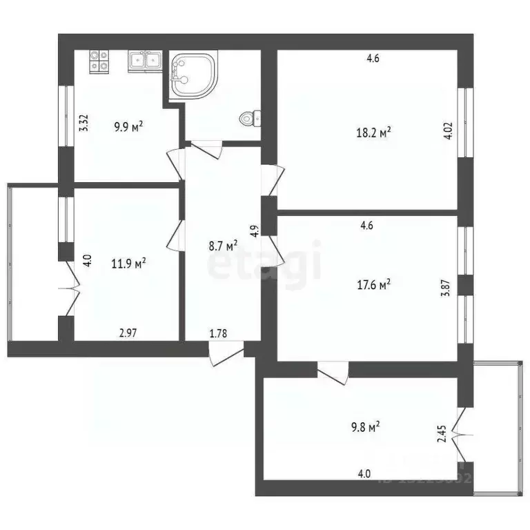 4-к кв. Вологодская область, Вологда Молочное пгт, Студенческая ул., 8 ... - Фото 2