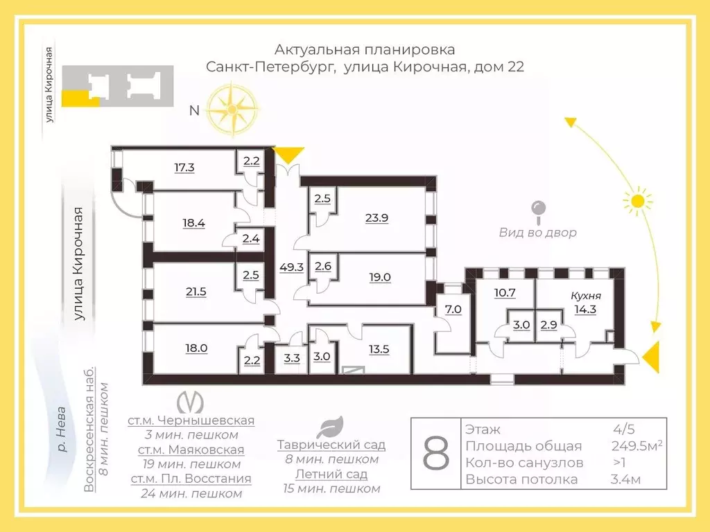 6-к кв. Санкт-Петербург Кирочная ул., 22 (249.5 м) - Фото 1