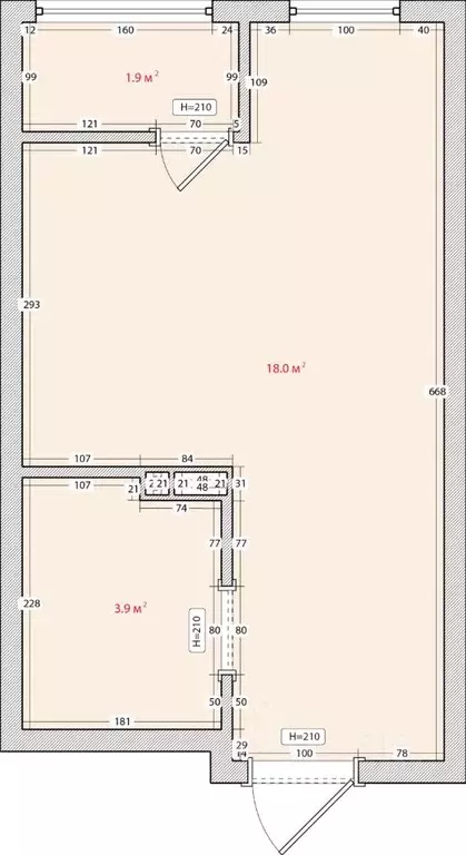 Студия Приморский край, Владивосток ул. Нейбута, 135с3 (23.8 м) - Фото 0