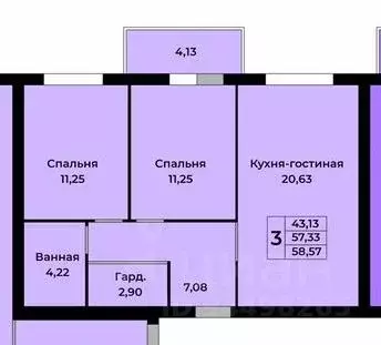 3-к кв. Оренбургская область, Оренбург Липовая ул., 13 (58.57 м) - Фото 1