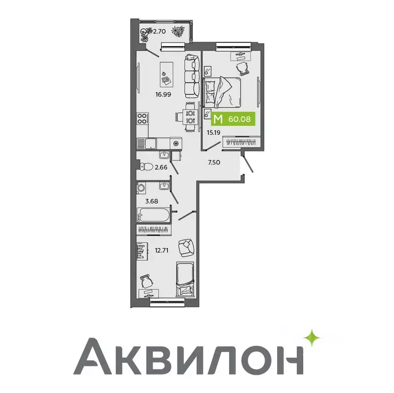 2-к кв. Архангельская область, Северодвинск  (60.08 м) - Фото 0