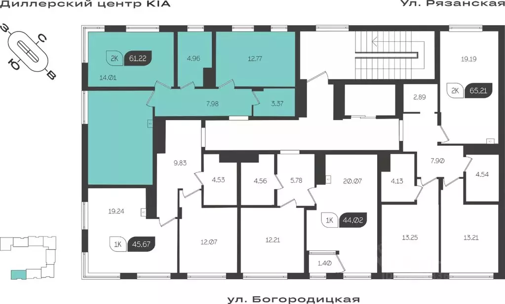 2-к кв. Тульская область, Тула ул. Богородицкая, 8В (61.22 м) - Фото 1