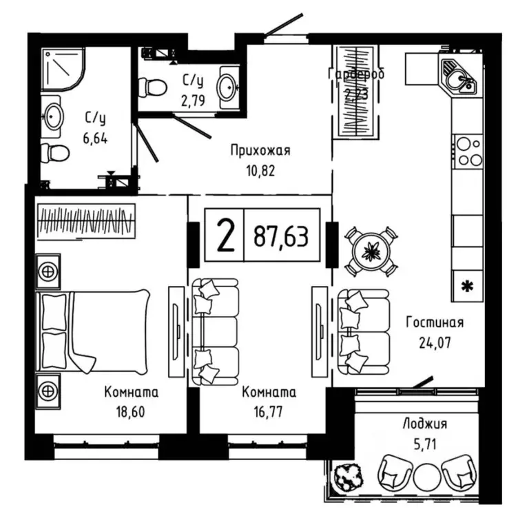 2-к кв. Ростовская область, Ростов-на-Дону Левобережная ул., 5Е (87.6 ... - Фото 0