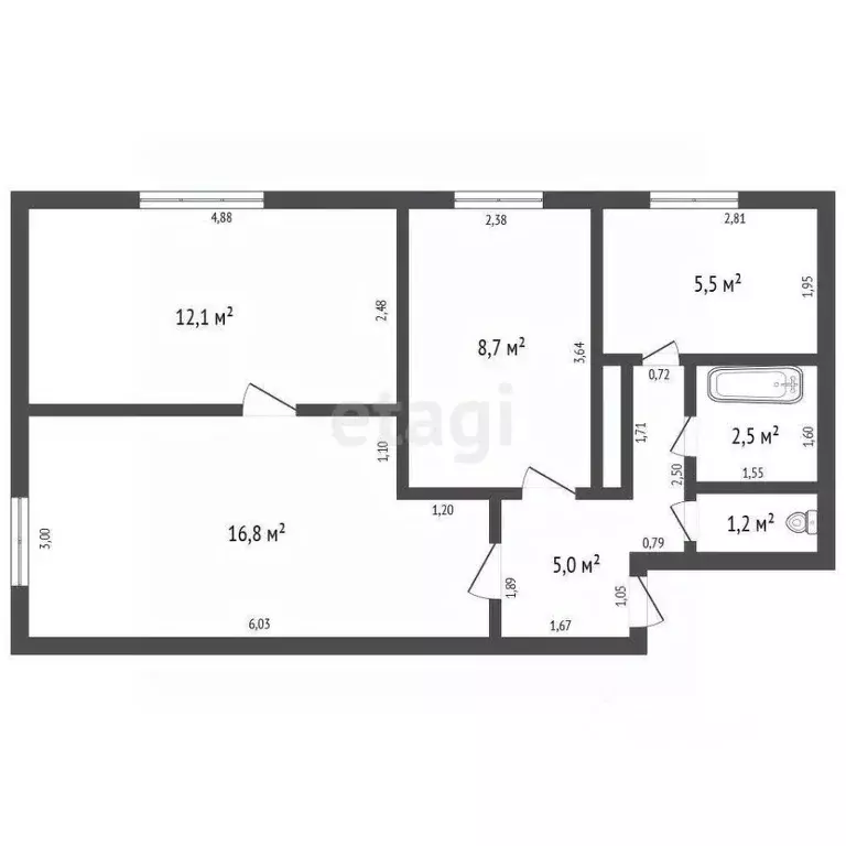 3-к кв. Челябинская область, Чебаркульский муниципальный округ, с. ... - Фото 1