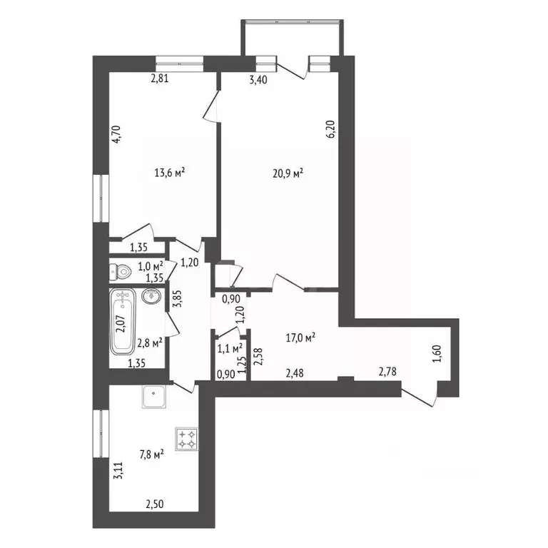 2-к кв. Башкортостан, Уфа ул. Александра Невского, 33 (65.1 м) - Фото 2