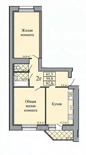 2-к кв. Тамбовская область, Тамбов городской округ, пос. Строитель ул. ... - Фото 1