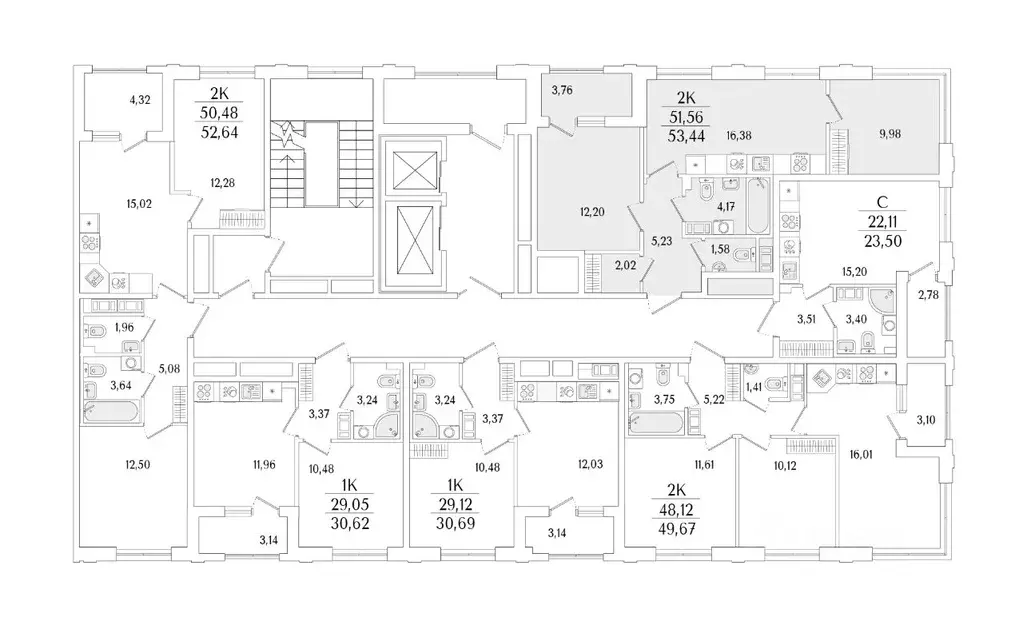 2-к кв. Санкт-Петербург ул. Фучика, 12к2Г1 (53.44 м) - Фото 1