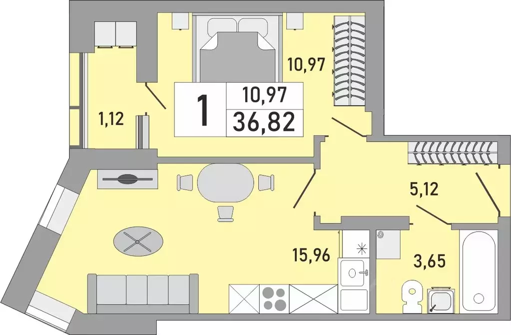 1-к кв. Башкортостан, Уфа Бакалинская ул., 9/1 (36.82 м) - Фото 1