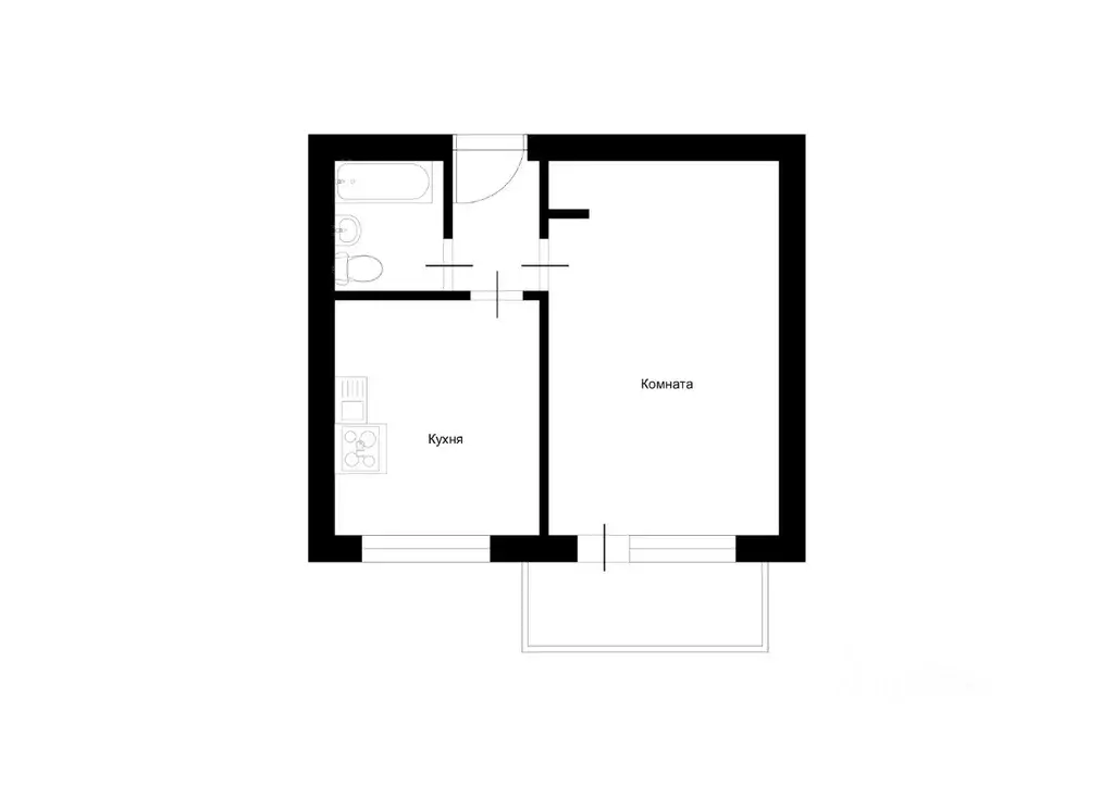 1-к кв. Курская область, Курск ул. Карла Маркса, 33/41 (31.1 м) - Фото 1