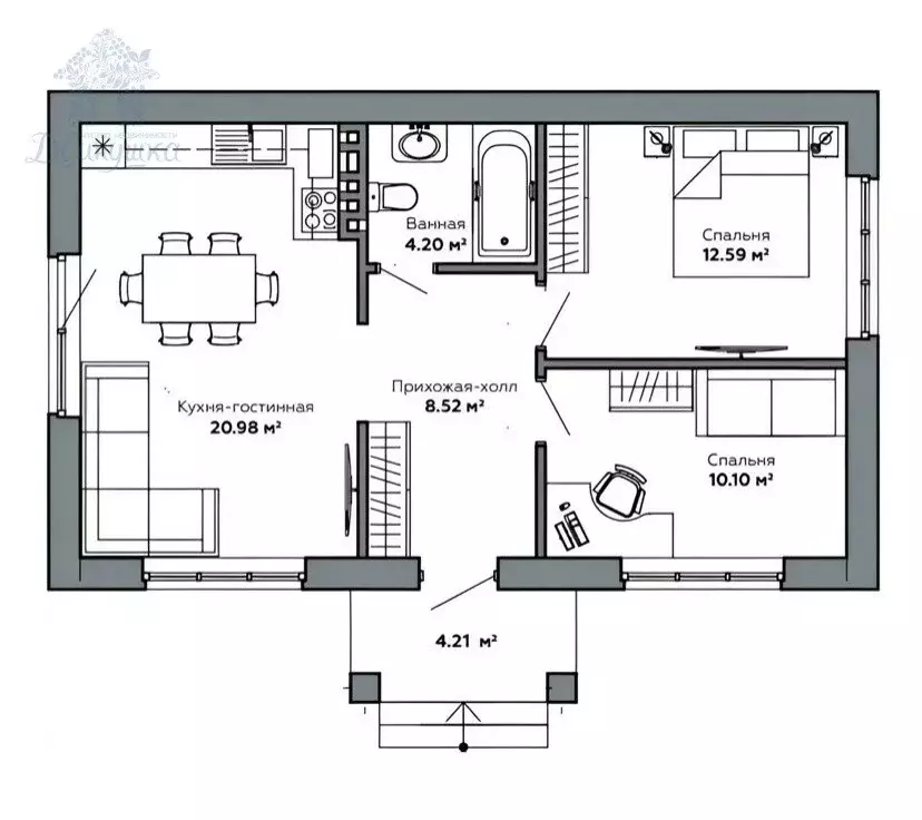 Дом в село Берёзово, Лазурная улица (77 м) - Фото 1