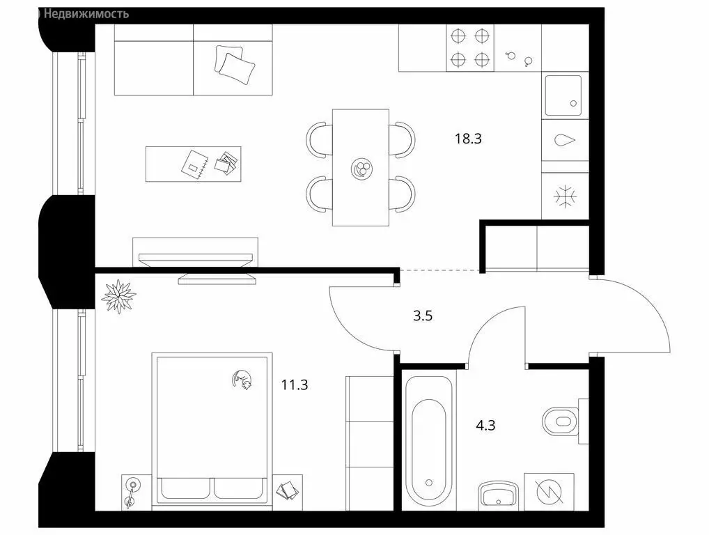 1-комнатная квартира: Казань, 1-я Бугульминская улица (37.4 м) - Фото 1