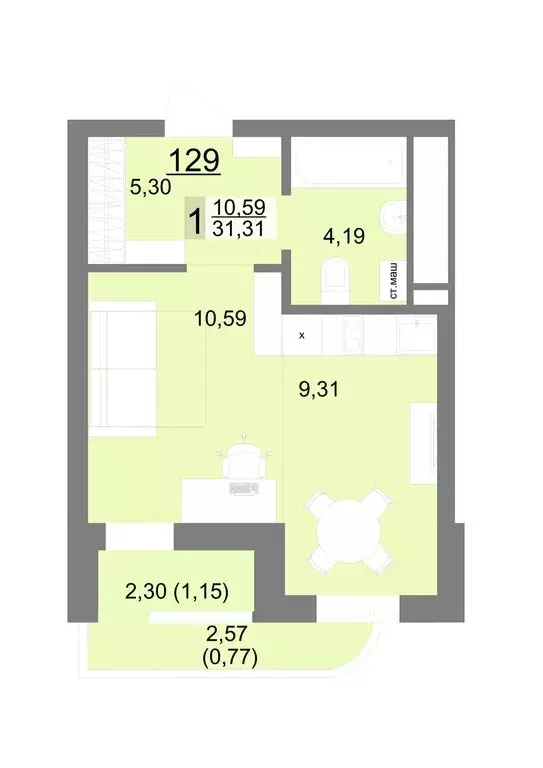 Квартира-студия: Екатеринбург, Тенистая улица, 8с5 (31.31 м) - Фото 0