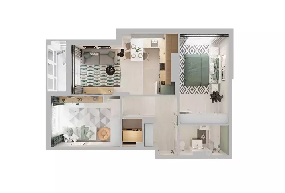 2-к кв. Калининградская область, Светлогорск пос. Отрадное,  (64.82 м) - Фото 1